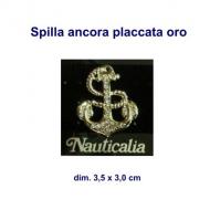 Spilla forma ancora con brillantini tipo swarovski dim. 3,5 x 3,0 cm