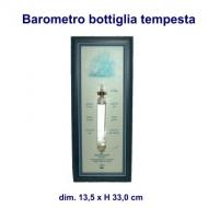 Barometro bottiglia tempesta, cornice in legno scritte in francese, dim. 13,5 x 33,0 cm