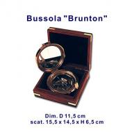 Bussola in ottone dim. D 11,5 cm in scatolo di legno dim. 15,5 x 14,5 x H 6,5 cm 