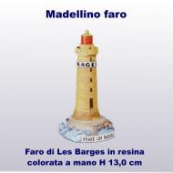 Modellino faro di Les Barges in resina colorata a mano dim. h 13 x 7 x 7 cm