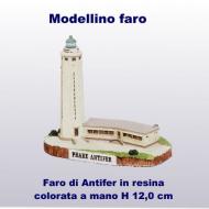 Modellino faro di Antifer in resina colorata a mano dim. h 9,5 x 11 x 6.5